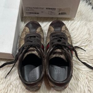 Gucci Beige and Brown Patterned Sneakers
